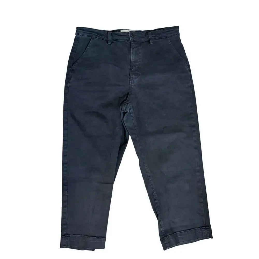 Everlane Straight Leg Crop Short Jeans Black Sz 16